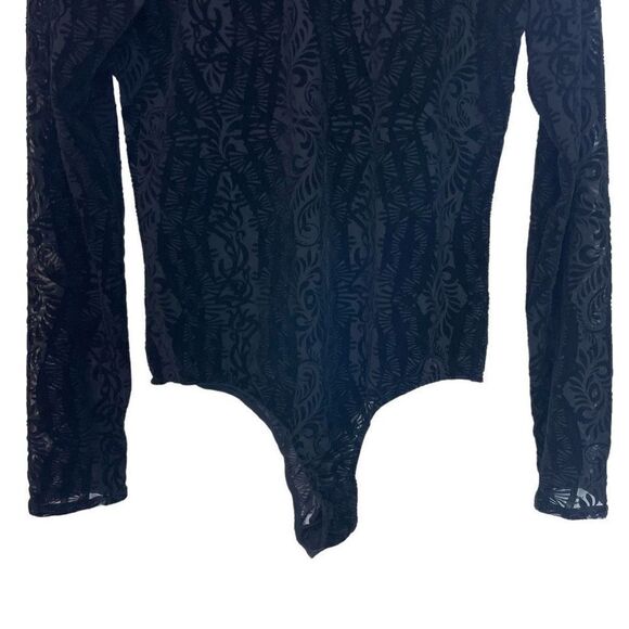 Intamitly Free People Lace & Velvet Long Sleeve Bodysuit - Picture 7 of 7